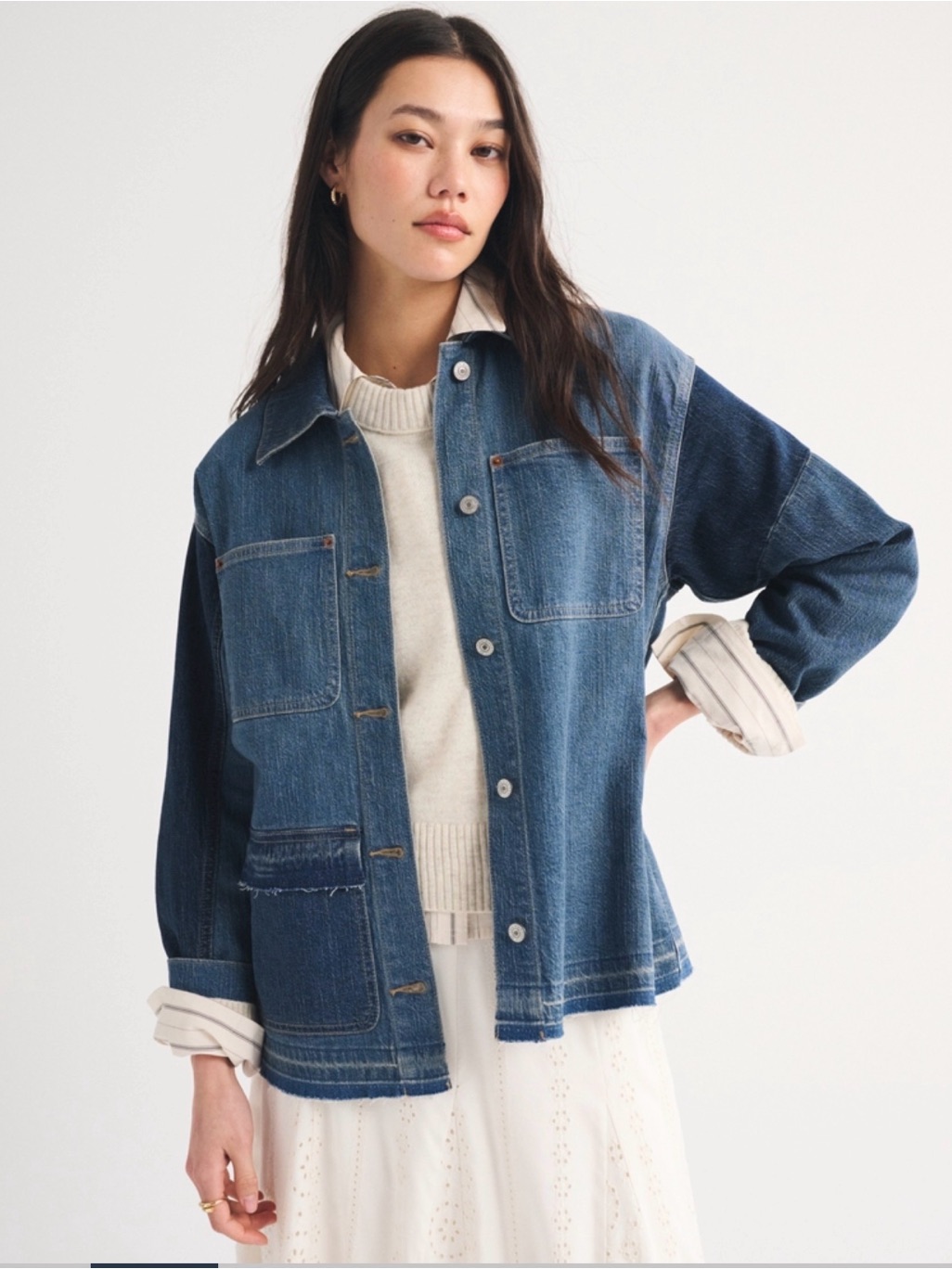 Abercrombie Linen-Blend Denim Shirt Jacket
